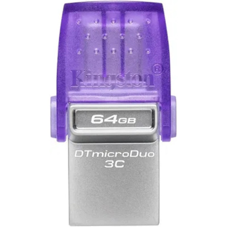 Фото  Kingston USB Drive 64GB DataTraveler microDuo 3C , USB3.0 фиолетовый  DTDUO3CG3/64GB 