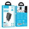 Фото  HOCO Зарядное устройство Hoco 20Вт, 3А, QC3.0/PD, 1xUSB, 1xType-C, N61, черный, коробка
