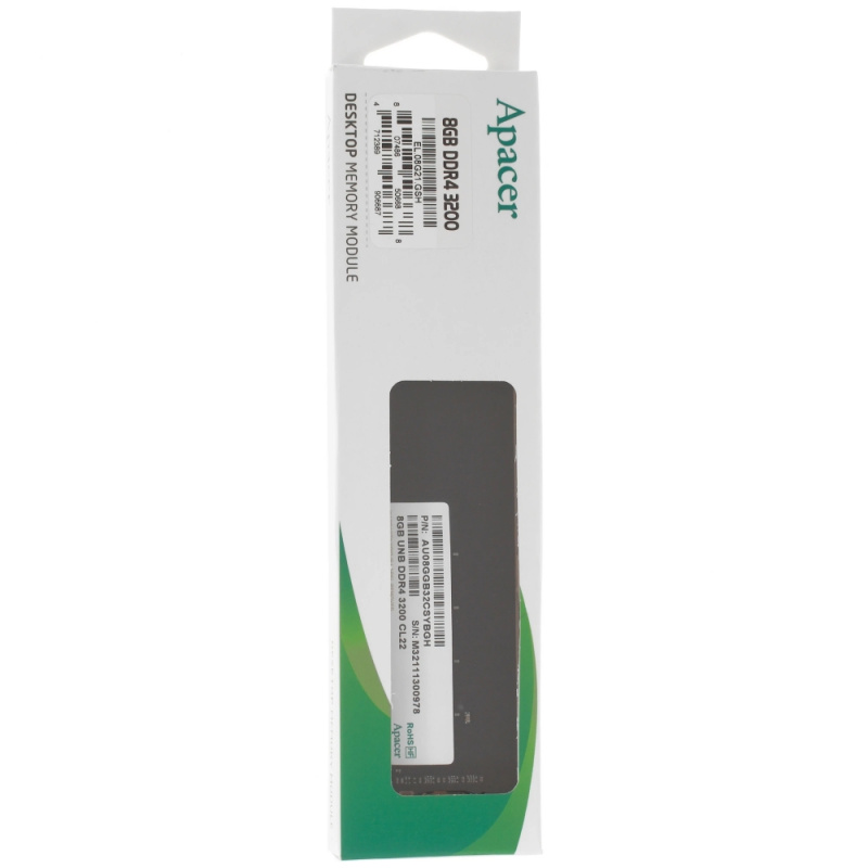 Фото  Apacer DDR4 DIMM 8GB EL.08G21.GSH PC4-25600, 3200MHz (AU08GGB32CSYBGH) RTL/OEM
