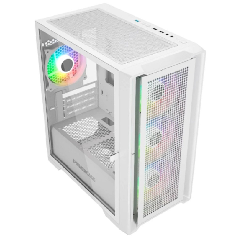 Powercase Alisio Micro X4W V2  Tempered Glass  4х 120mm ARGB fans  ARGB HUB  белый  mATX  (CAMCXW-A4