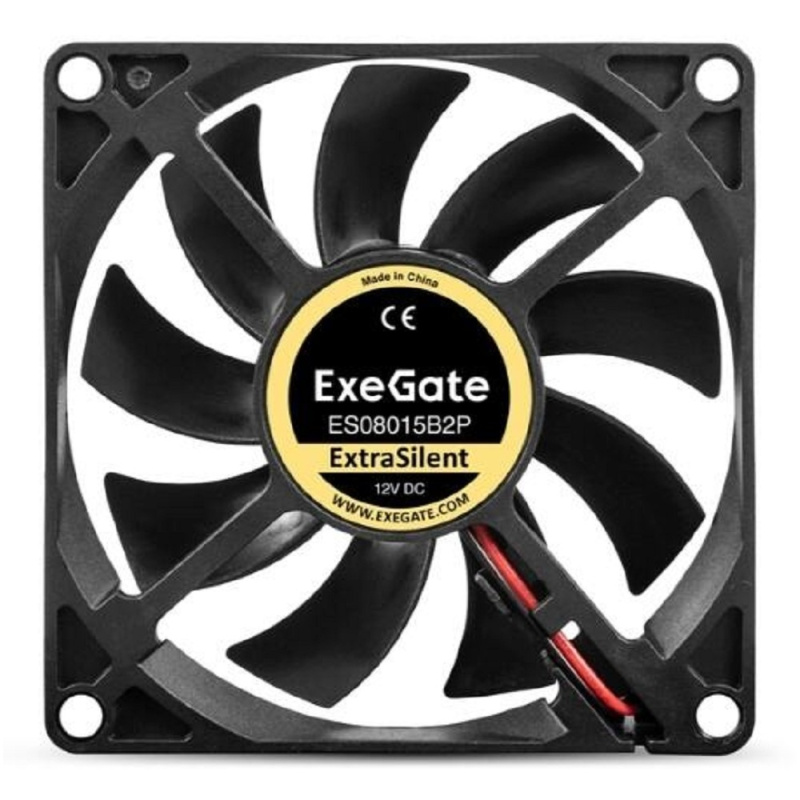 Фото  Exegate EX295236RUS Вентилятор 12В DC ExeGate ExtraSilent ES08015B2P (80x80x15 мм, 2-Ball (двойной шарикоподшипник), 2pin, 1700RPM, 17dBA)