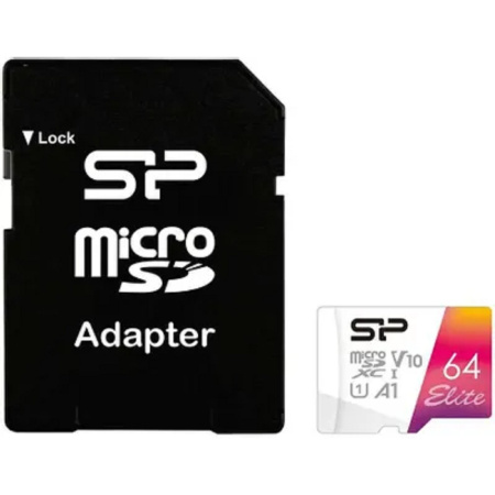 Фото  Micro SecureDigital 64GB Silicon Power SP064GBSTXBV1V20SP Elite + adapter Class10