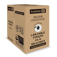 Фото  Exegate EX301076RUS Кабель ExeGate Special UTP4-C5e-CU-S24-OUT-PE-BK-305-FLUKE UTP 4 пары кат.5e медь, 0.48мм (24AWG), FLUKE® test pass, внешн., без т