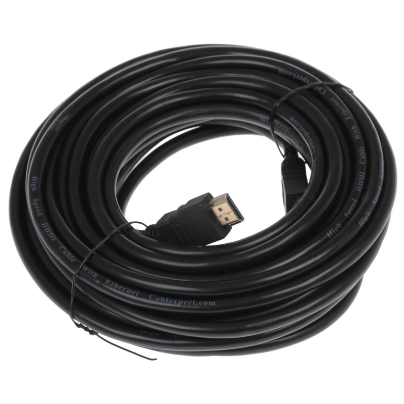Фото  Кабель HDMI Cablexpert 19M/19M, v2.0, медь, позол.контакты, экран, 10м, черный, пакет [CC-HDMI4-10M]