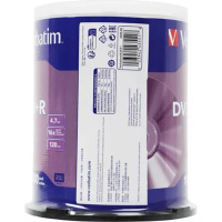 Фото  Verbatim  Диски DVD+R  4.7Gb 16-х, 100шт, Cake Box (43551)