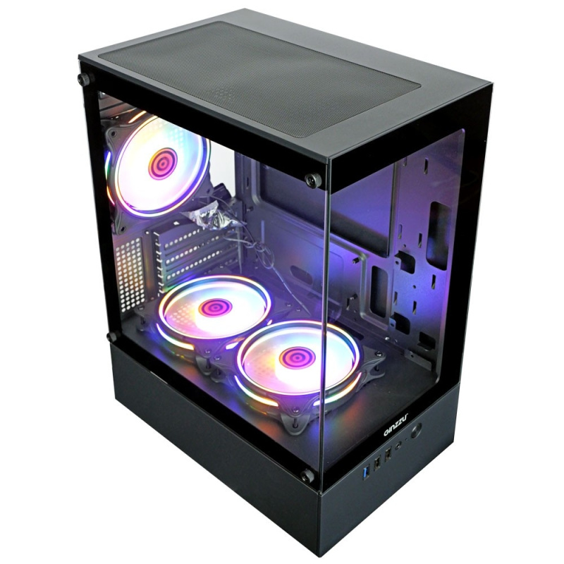 Фото  Ginzzu CL475 mATX FAN 3*12LC4 передняя панель Стекло