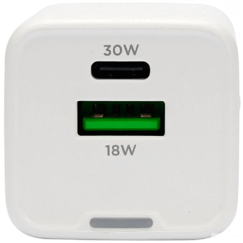 Фото  Cablexpert зарядное устройство 30Вт GaN, 3А, QC4.0/PD, 1xUSB, 1xType-C, белый, пакет (MP3A-PC-63)
