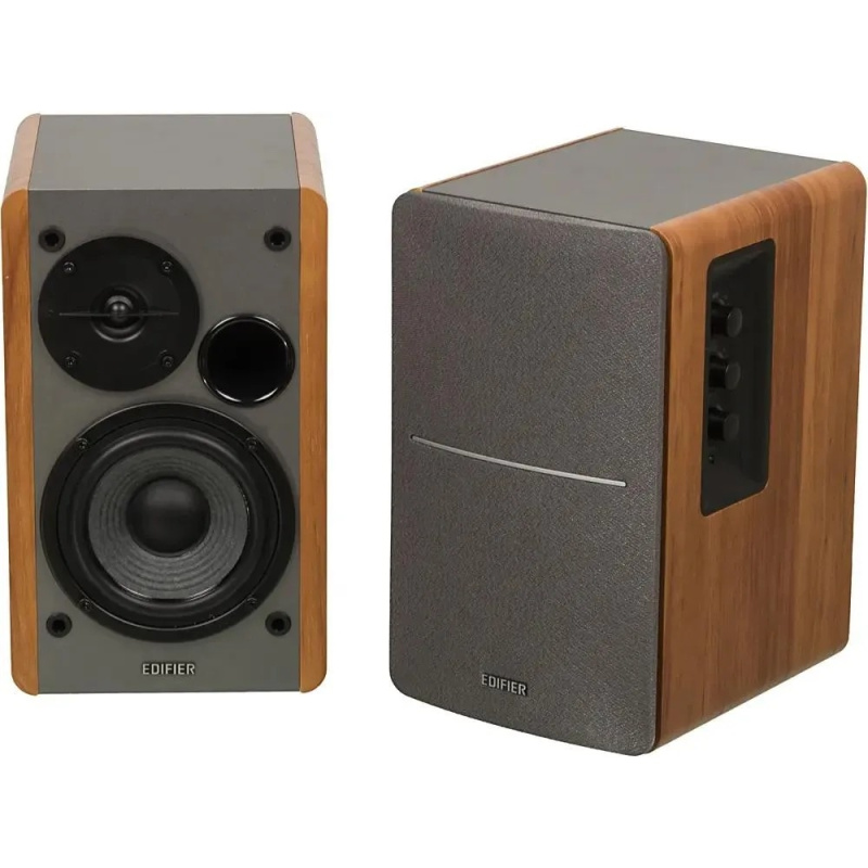 Фото  Edifier R1280T Silver/Brown {Активные, 2 x 21W RMS, 75-18000Гц, дерево, пульт ДУ}