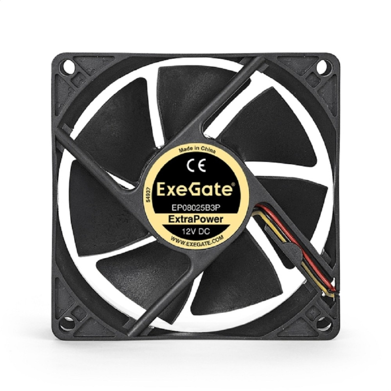 Фото  Exegate EX288925RUS Вентилятор ExeGate ExtraPower EP08025B3P (80x80x25 мм, 2-Ball (двойной шарикоподшипник), 3pin, 2400RPM, 26dBA)