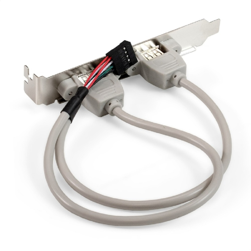 Фото  Exegate EX298294RUS Планка портов в корпус 2xUSB2.0 ExeGate BrctUSB2-2A (USB 2.0 9pin (IDC 9pin F) --> 2x USB 2.0 Af, кабель 20см)