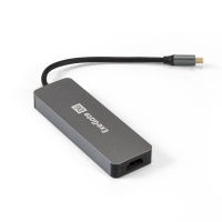 Фото  Exegate EX293984RUS Док-станция ExeGate DUB-31C/PD/H (кабель-адаптер USB Type-C --> 3xUSB3.0 + PD 60W + HDMI 4K@30Hz, Plug&Play, серый)