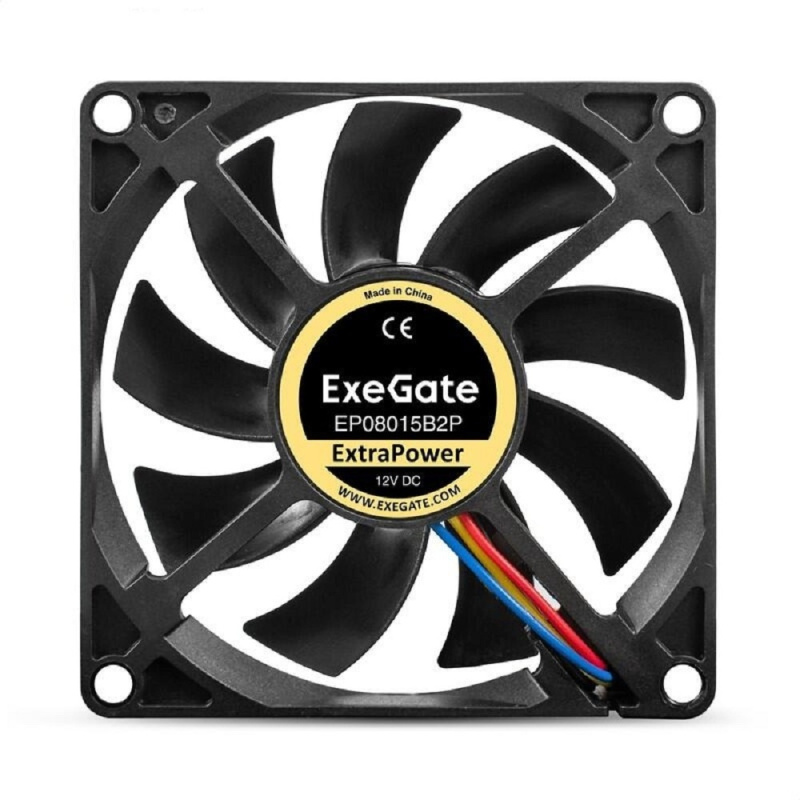 Фото  Exegate EX295237RUS Вентилятор 12В DC ExeGate ExtraPower EP08015B2P (80x80x15 мм, 2-Ball (двойной шарикоподшипник), 2pin, 2600RPM, 26dBA)