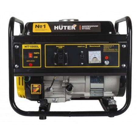 Фото  Huter HT1000L 64/1/2 Электрогенератор {четырехтактный, 1000Вт, 220В/50Гц, 75Дб, принудительное охлаждение, бак 4,8л, расход бензина 450 г/кВтч,460х365