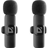 Фото  Defender Петличный микрофон Talky-138 wrls, черный, на прищепке, 2шт [64138]