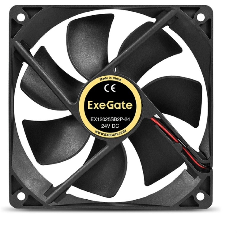 Фото  Exegate EX295211RUS Вентилятор 24В DC ExeGate EX12025B2P-24 (120x120x25 мм, 2-Ball (двойной шарикоподшипник), 2pin, 2150RPM, 35.3dBA)