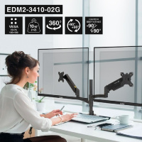 Фото  ExeGate EDM2-3410-02G (газовая пружина, VESA 75x75, 100x100, макс.нагрузка 2х10 кг, наклон -90°/+90°, поворот -90°/+90°, вращение 360°, 2 способа креп