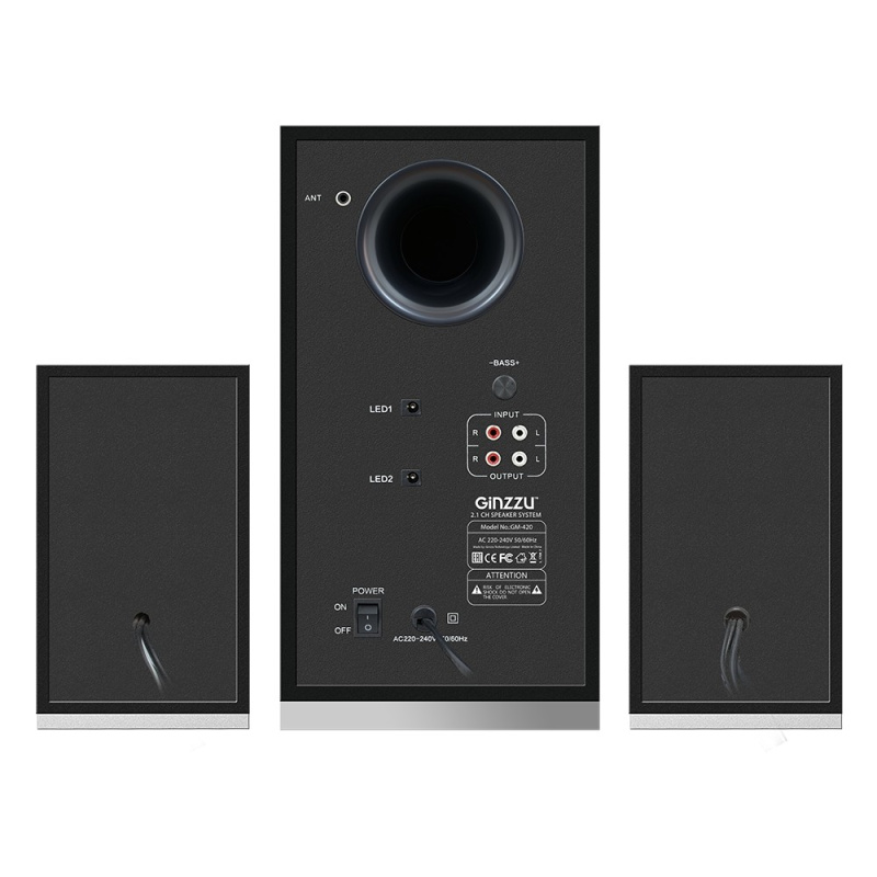 Фото  Ginzzu GM-420, Акустическая система 2.1, 65W/BT/USB/SD/FM/ДУ