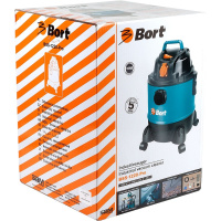 Фото  Bort BSS-1220-Pro Пылесос строительный [98291797] { 1250 Вт, вместимость 20 л, 36 л/сек, 4,5 кг, набор аксессуаров 10 шт }