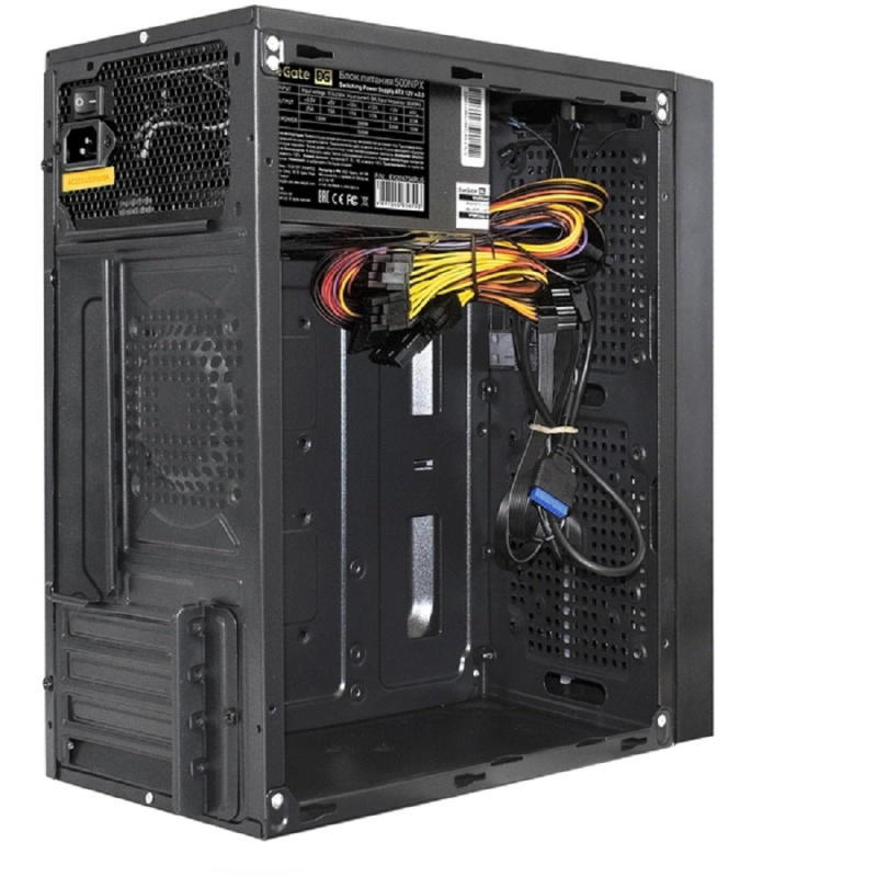 Фото  Exegate EX287884RUS ExeGate mEVO-9302-RGB-500W-12 (mATX, БП 500NPX с вент. 12см, 2*USB+1*USB3.0, HD аудио, черный с RGB подсветкой)