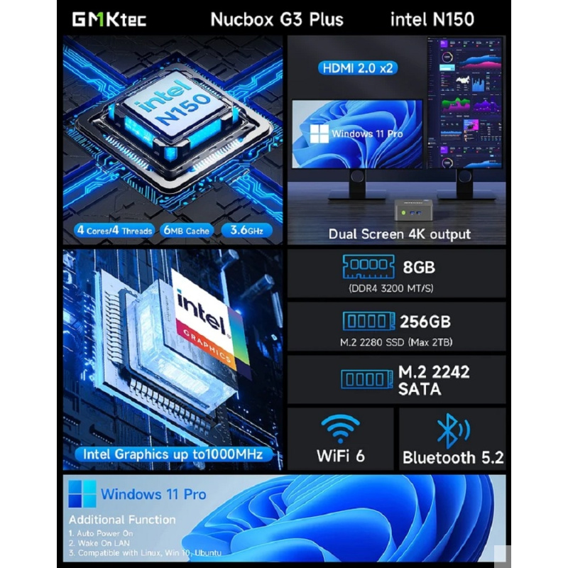 Фото  GMK Technology G3S/N95/16+512GB NucBox G3S/N95/16+512GB (Intel N95) 16GB+512GB, Win11 Pro