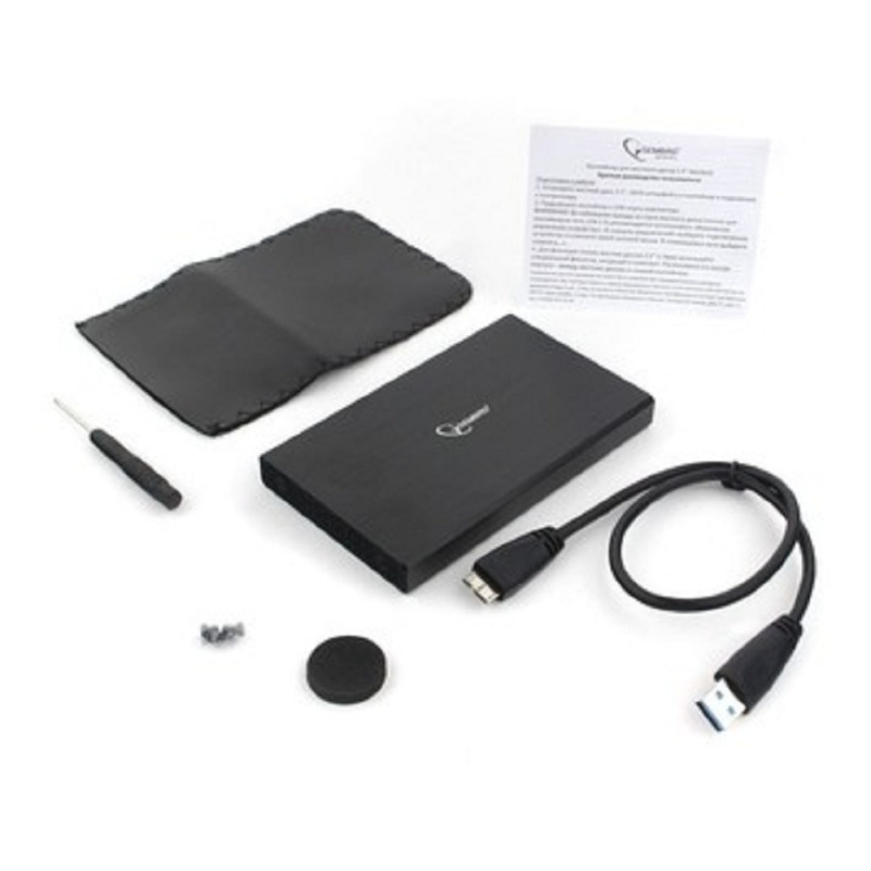 Фото  Gembird EE2-U3S-55 Внешний корпус 2.5" чёрный, USB 3.0, SATA, до 2 Тб, алюминий