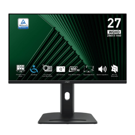 MSI PRO 27" MP275QPG {IPS 2560x1440 100Hz 4ms 300cd 2xHDMI DisplayPort Speakers HAS Pivot VESA} [9S6