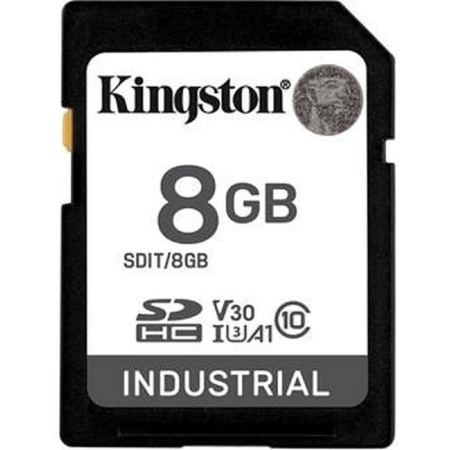 Фото  Промышленная карта памяти SecureDigital 8GB Kingston, Class 10 U1 UHS-I MLC, темп. режим от -40? до +85? (SDIT/8GB)