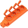 Rexant (111-228) Розетка (колодка) влагозащищенная с крышкой 4 гнезда COMPACT, с/з, 16А, IP54, каучук, оранжевая
