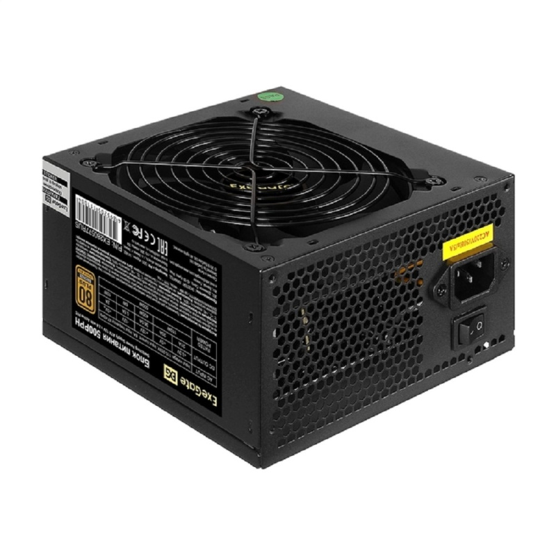 Фото  Exegate EX280577RUS Блок питания 500W Exegate , RTL, 80+Bronze 500PPH, ATX, black, APFC, 12cm, 24p, (4+4)p, 5*SATA, 3*IDE