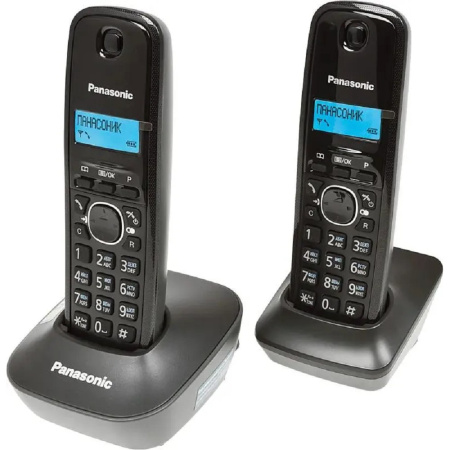 Фото  Panasonic KX-TG1612RUH (серый)  {Доп трубка в комплекте,АОН, Caller ID,12 мелодий звонка,поиск трубки}