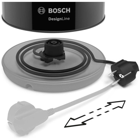 Фото  Чайник электрический Bosch TWK3P423 1.7л. 2400Вт черный (корпус: нержавеющая сталь)