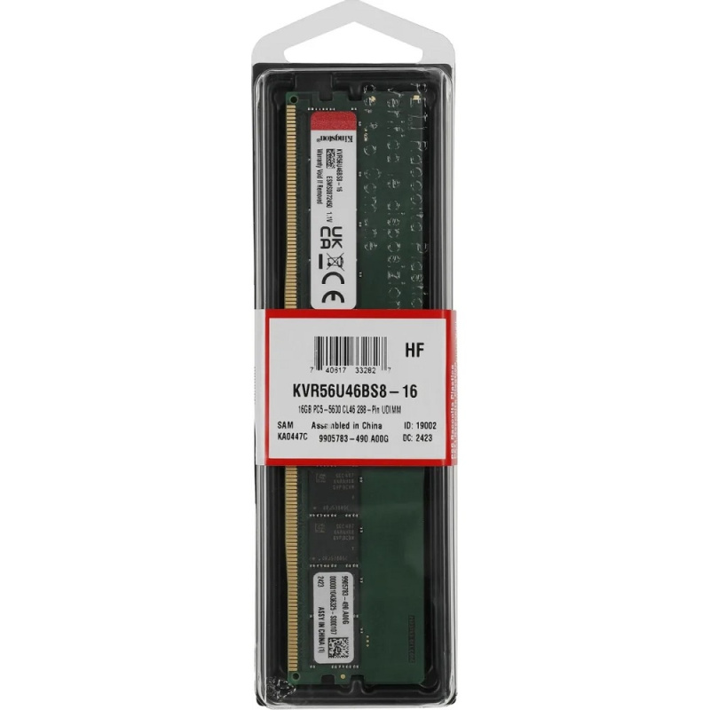 Фото  Kingston DDR5 DIMM 16GB 5600 MT/s CL46 KVR56U46BS8-16
