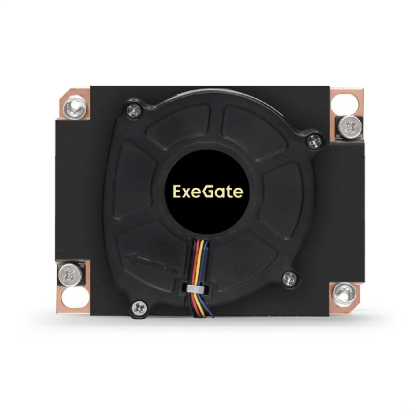 Фото  Exegate EX293438RUS Кулер ExeGate ESNK-P0067APS4.PWM.1U.3647.Cu (радиальный (улитка), медный, 1U, 3 тепл. трубки, LGA3647, TDP 165W, Fan 80mm, PWM, 15