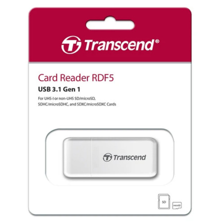 Фото  Внешний картридер USB 3.0 Multi-Card Reader F5 All in 1 Transcend [TS-RDF5W] White
