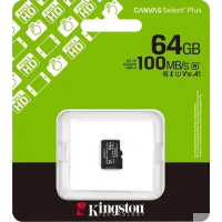 Фото  Micro SecureDigital 64GB Kingston Canvas Select Plus Gen3 100MB/s A1, без адаптера