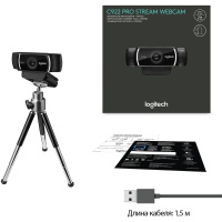 Фото  960-001088/960-001089 Logitech WebCam C922 Pro Stream  {USB 2.0, 1920*1080, 2Mpix foto, Mic, Black}