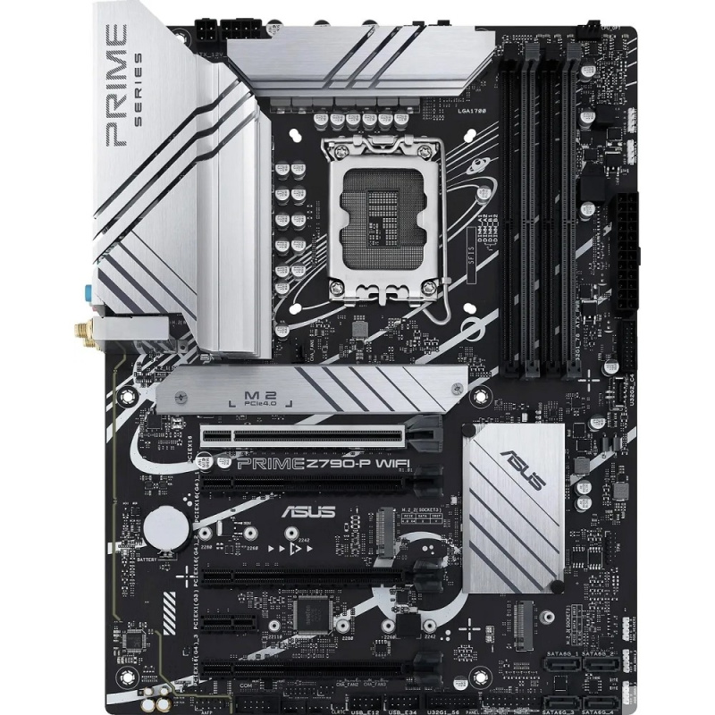Фото  ASUS PRIME Z790-P WIFI (Socket 1700, ATX, 4xDDR5(192GB), DP/HDMI, 1xPCIe 5.0x16/3xPCIe 4.0x16/1xPCIe 3.0, 1xLAN (2.5GbE), Wi-Fi, BT, 4xSATA 6Gb/s, 3xM