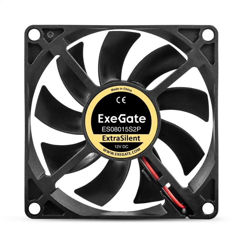 Фото  Exegate EX295233RUS Вентилятор 12В DC ExeGate ExtraSilent ES08015S2P (80x80x15 мм, Sleeve bearing (подшипник скольжения), 2pin, 1600RPM, 16,5dBA)