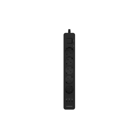 Harper Сетевой фильтр с USB зарядкой UCH-560 Black (5 роз. 3м. 3 x USB 2.4A (max 3.4A)  4000W) {H000