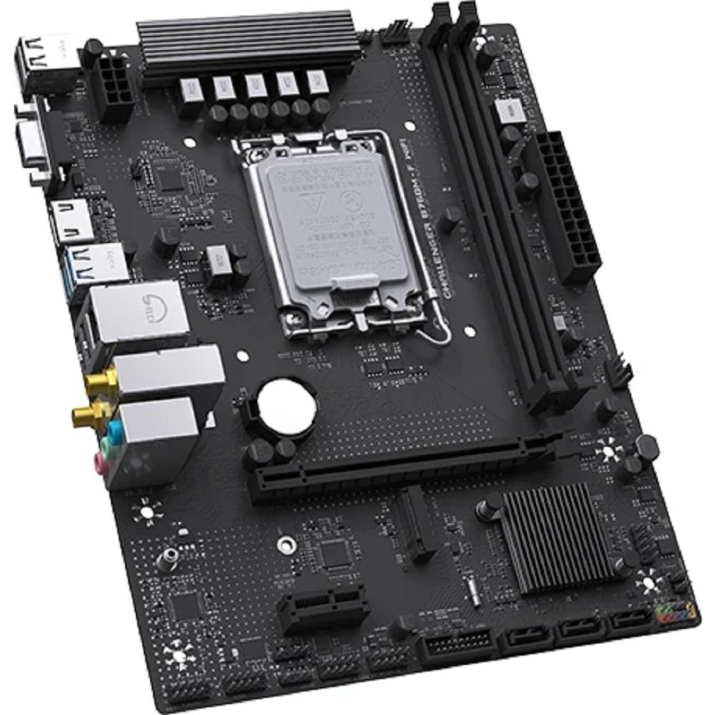 Фото  MAXSUN MS-Challenger B760M-F WIFI (Socket 1700, mATX, 2*DDR4(64Gb), VGA/HDMI, 3xSATA3, 1*M.2,1xPCI-E x16/1xPCI-E x1, 2*USB 2.0, 2*USB 3.2 Gen1, LAN 1*
