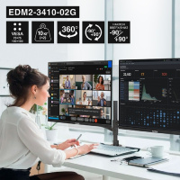 Фото  ExeGate EDM2-3410-02G (газовая пружина, VESA 75x75, 100x100, макс.нагрузка 2х10 кг, наклон -90°/+90°, поворот -90°/+90°, вращение 360°, 2 способа креп