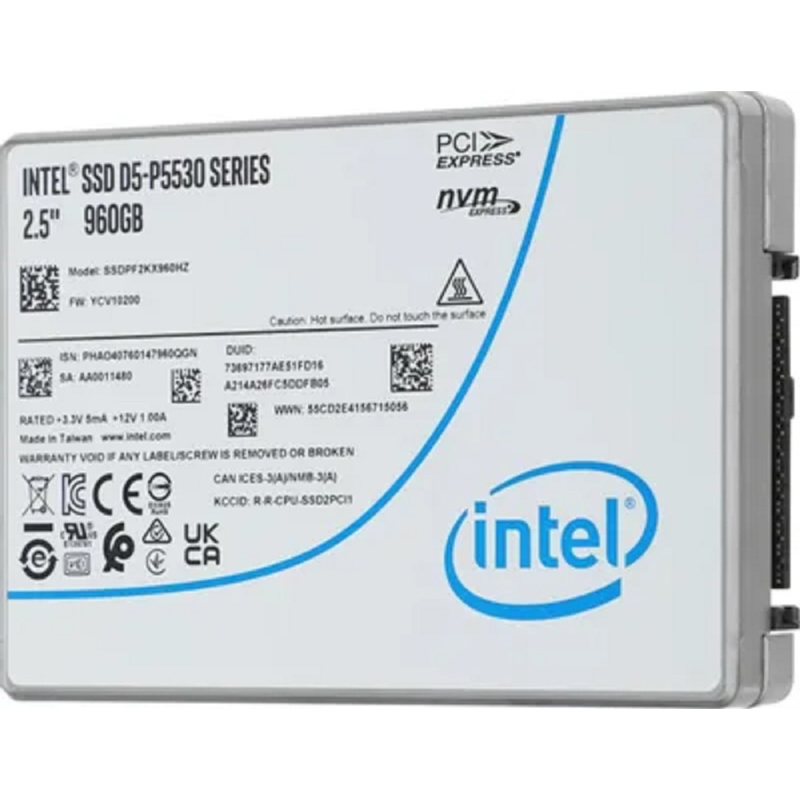 Фото  Intel SSD D5-P5530 Series, 960GB, U.2(2.5" 15mm), NVMe, PCIe 4.0 x4, TLC, SSDPF2KX960HZN1