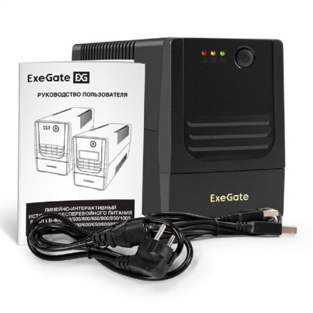 Фото  Exegate EX299487RUS ИБП ExeGate Power NB-850.LED.AVR.4C13.USB (850VA/510W, LED, AVR, 4*C13, USB, батарея 12V 9Ah, Black)