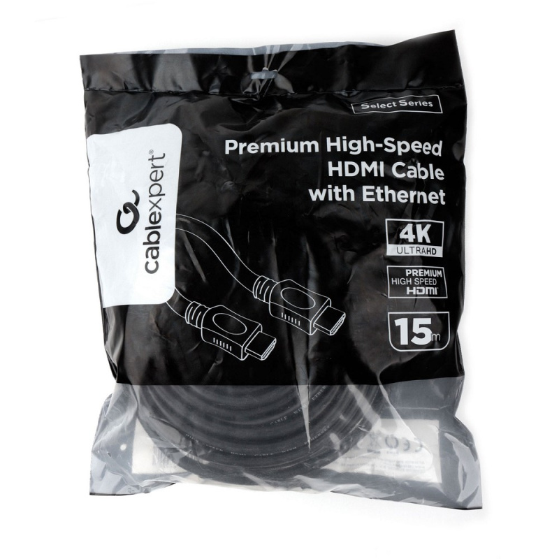 Фото  Кабель HDMI Cablexpert 19M/19M, v2.0, серия Light, позол.контакты, экран, 15м, черный, пакет (CC-HDMI4L-15M)