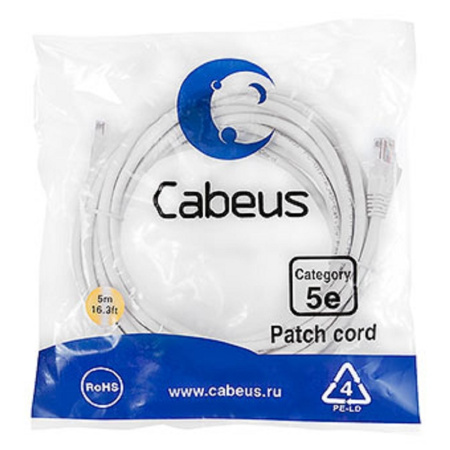 Cabeus PC-UTP-RJ45-Cat.5e-5m-WH-LSZH Патч-корд U UTP  категория 5е  2xRJ45 8p8c  неэкранированный  б