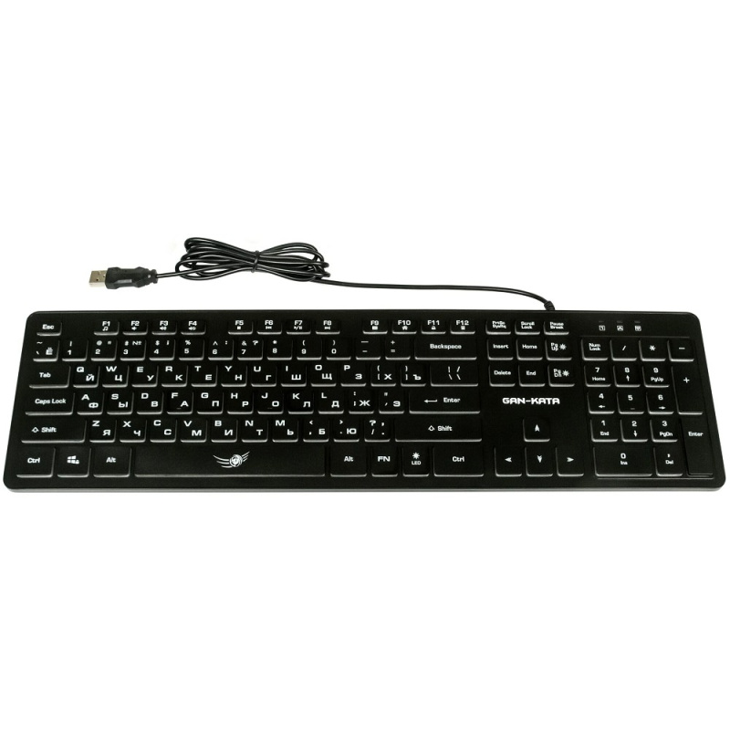 Фото  Dialog Проводной игровой набор KMGK-1707U BLACK Gan-Kata - клавиатура + опт. мышь с RGB подсветкой