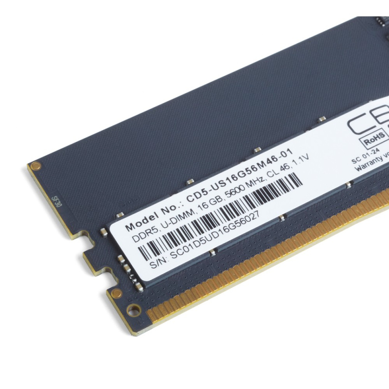 Фото  CBR DDR5 DIMM (UDIMM) 16GB CD5-US16G56M46-01 PC5-44800, 5600MHz, CL46, 1.1V