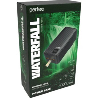 Фото  Perfeo Powerbank WATERFALL 40000 mAh/LED дисплей/PD + QC 3.0/Type-C/2 USB/Выход: 5A, max 22.5W/Black (PF_D0182)