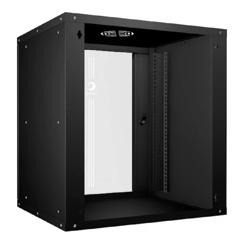 Фото  Cabeus WSC-05D-12U55/45-BK Шкаф телекоммуникационный настенный 19" 12U, серия LIGHT разборный, дверь стекло, цвет черный