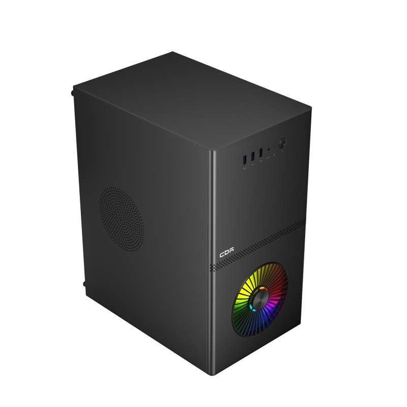 Фото  CBR Корпус mATX Minitower V867, без БП, 1*USB 3.0, 2*USB 2.0, HD Audio+Mic, Rainbow Fan, Black [PCC-MATX-V867-WPSU]